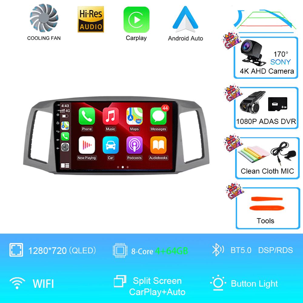 Car Radio Android 14 Carplay Auto for Jeep Grand Cherokee 2004 2005 2006 2007 Multimedia Player No 2din 2 Din GPS Navigation 4G