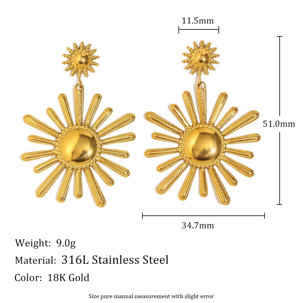 

MamacitaSlay 316L Stainless Steel Double Layer Sunflower Earrings Party Waterproof Jewelry Women s High Quality Earrings Gift золотой