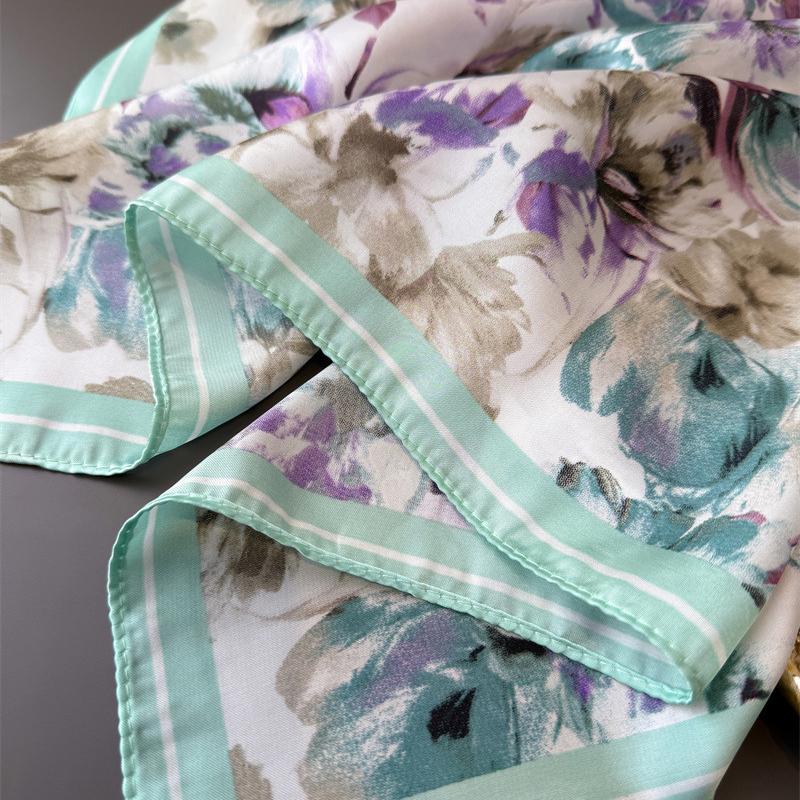 Luxury Brand Print 70cm Square Scarves Women's Designer Silk Scarf Floral Bandana Small Neckties Hairbands Foulard Shawl
