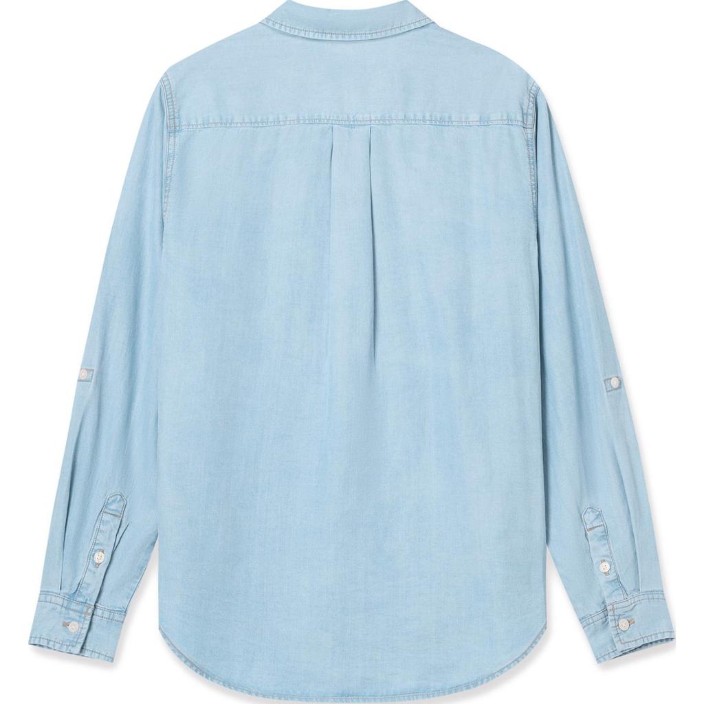 Levis SS24 Summer Collection Denim Solid Color Loose Long Sleeve Shirt Women shirts Light-Blue 001BO-0001