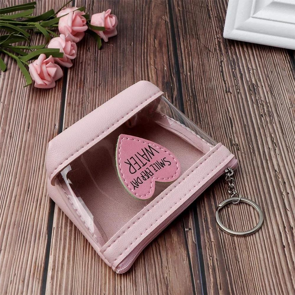 

2024 Love Heart Кошельки для монет из искусственной кожи с застежкой-молнией, женский мини-кошелек из ПВХ, держатель для карт, подарки для дам, кошелек для монет розовый