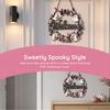 Durable Door Sign for Porch Halloween Pumpkin Ghost Wooden Welcome Hanger Sign, Cute Wall Ornament with Bell Front Hanging Rope, Decor Indoor Outdoor