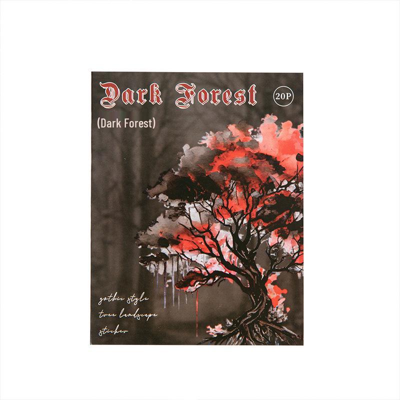 Dark Forest Gothic Scenery Stickers: Retro Withered Branches & Watercolor Leaves for Journals