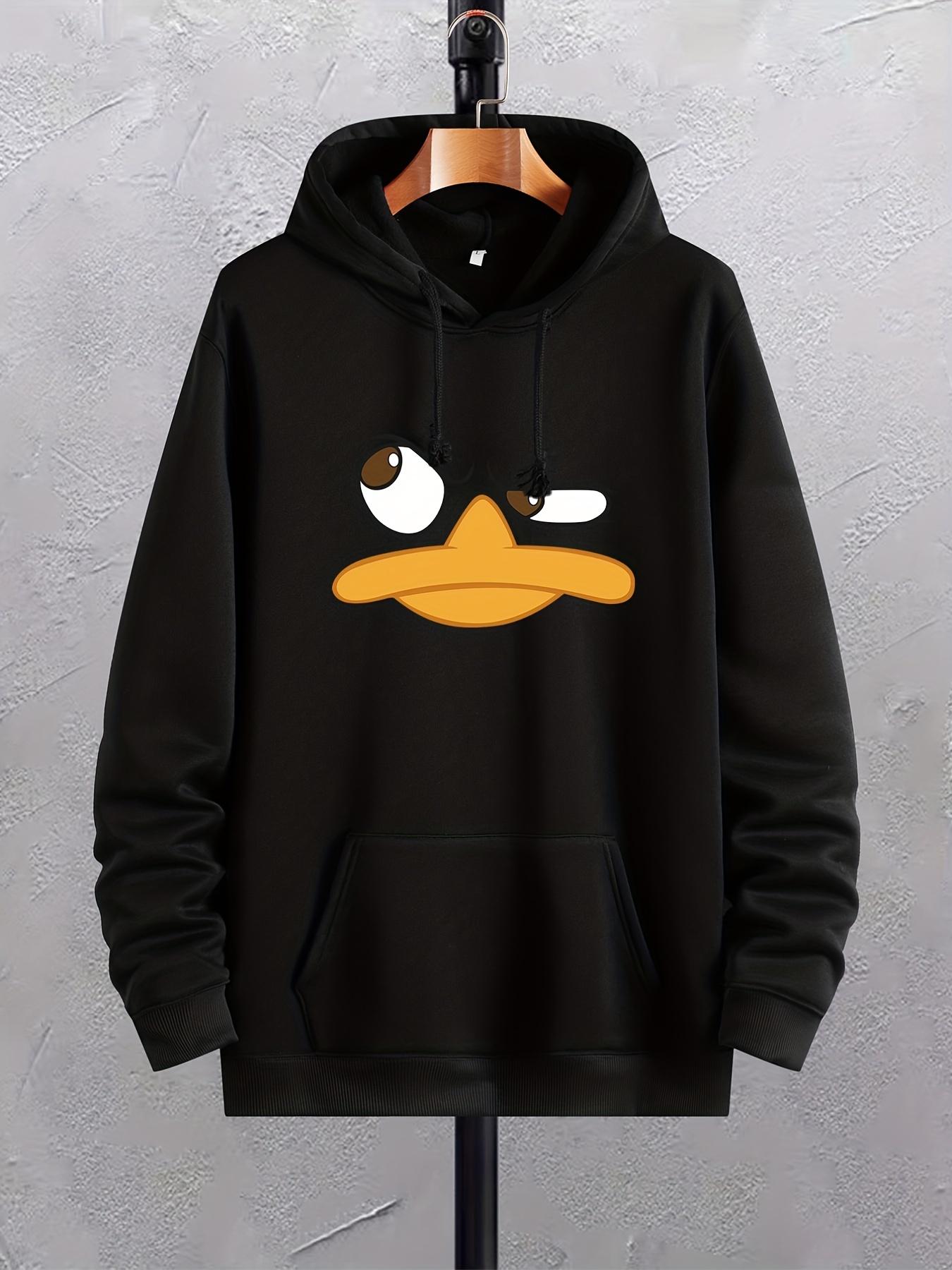 

Cartoon duck men s autumn and winter hooded sweatshirt Kangaroo pocket hooded sweatshirt Loose and comfortable hooded sweatshirt 3XL