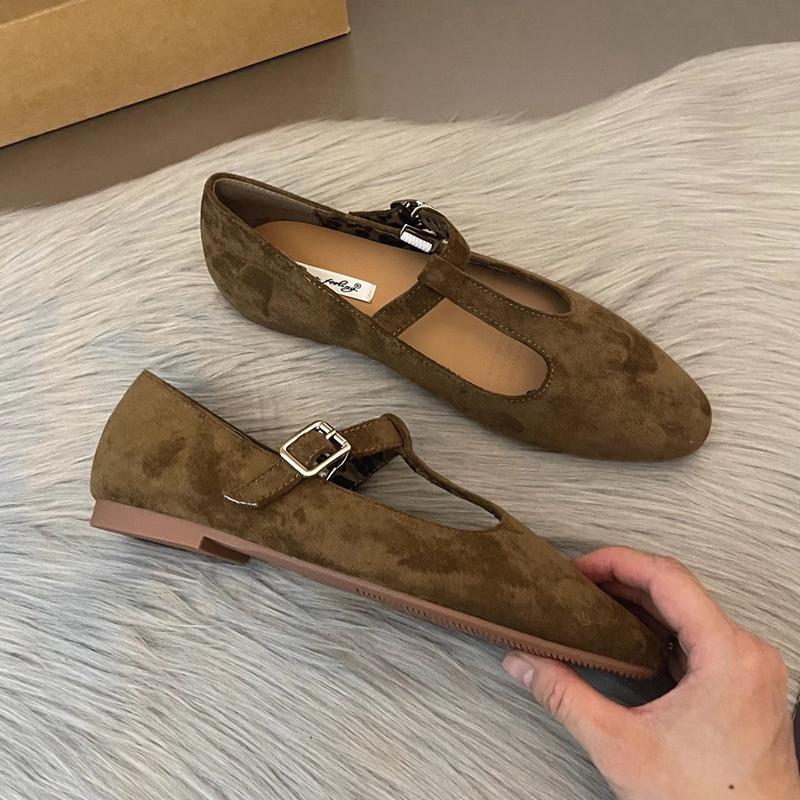 Fashion SUOJIALUN Autumn Women Flat Shoes Fashion Round Toe Slip On Ladies Elegant Mary Jane Shoes Soft Flat Heel Outdoor Dress Ballerin