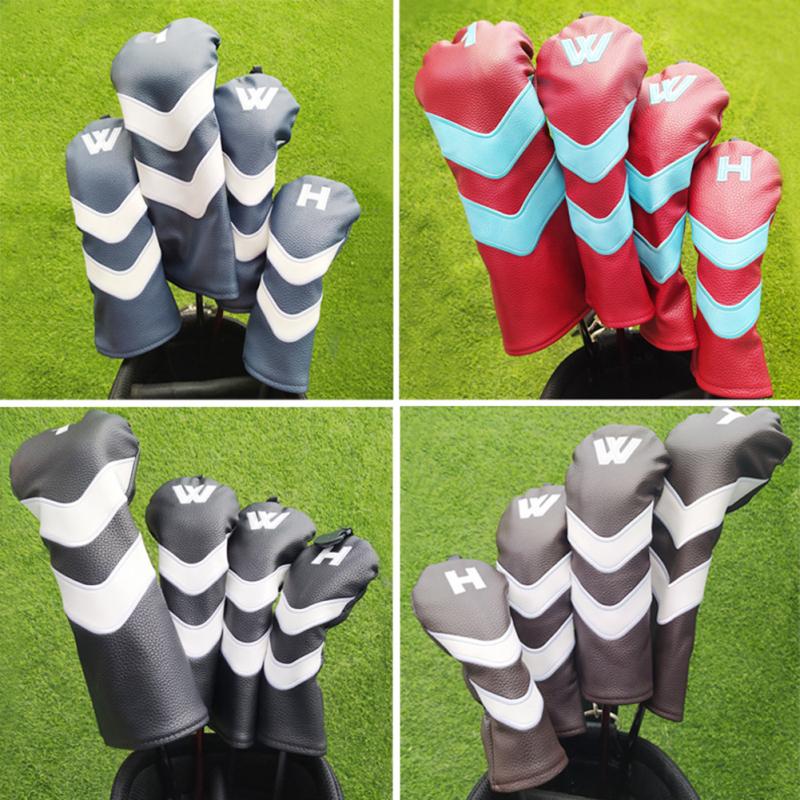 Golfschläger Schlägerhaube Universal PU-Leder Groß gestreift Golfholz Schutzhaube Putter