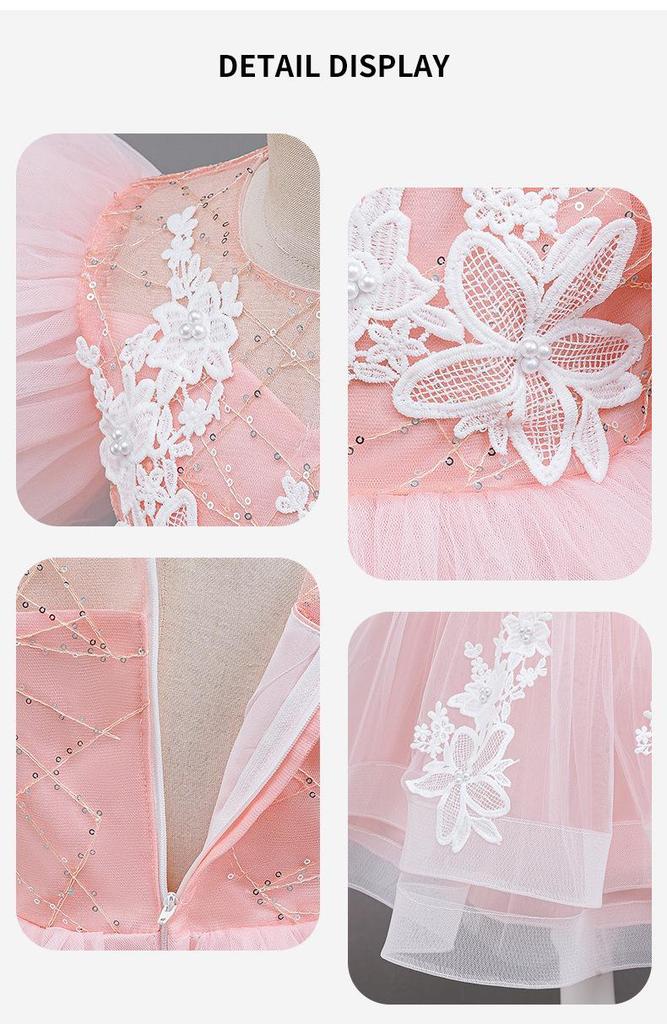 Girls' Mesh Princess Dress - Puffy Gown for Weddings, Holidays, Parties, Performances & Children's Day Gift.