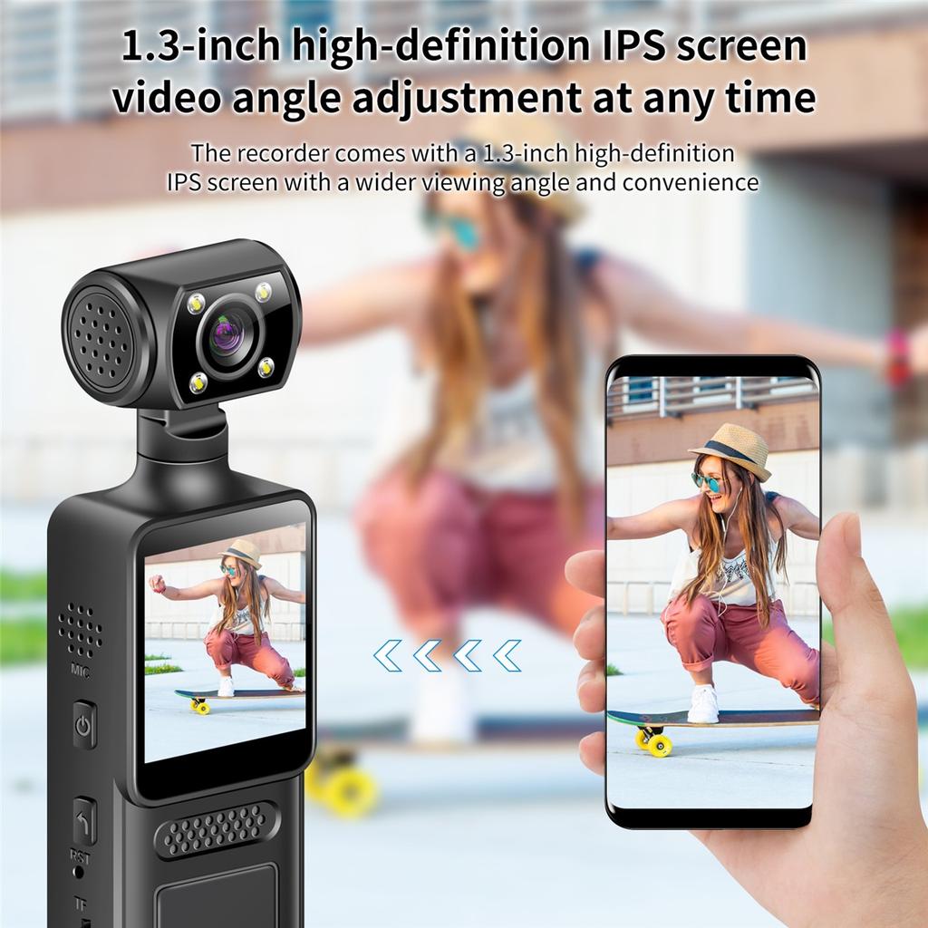 M12 4K HD Handheld Pocket Camera 180 ° Rotating Mini Portable Camera Wearable Night Vision Qutdoor Sports Camera