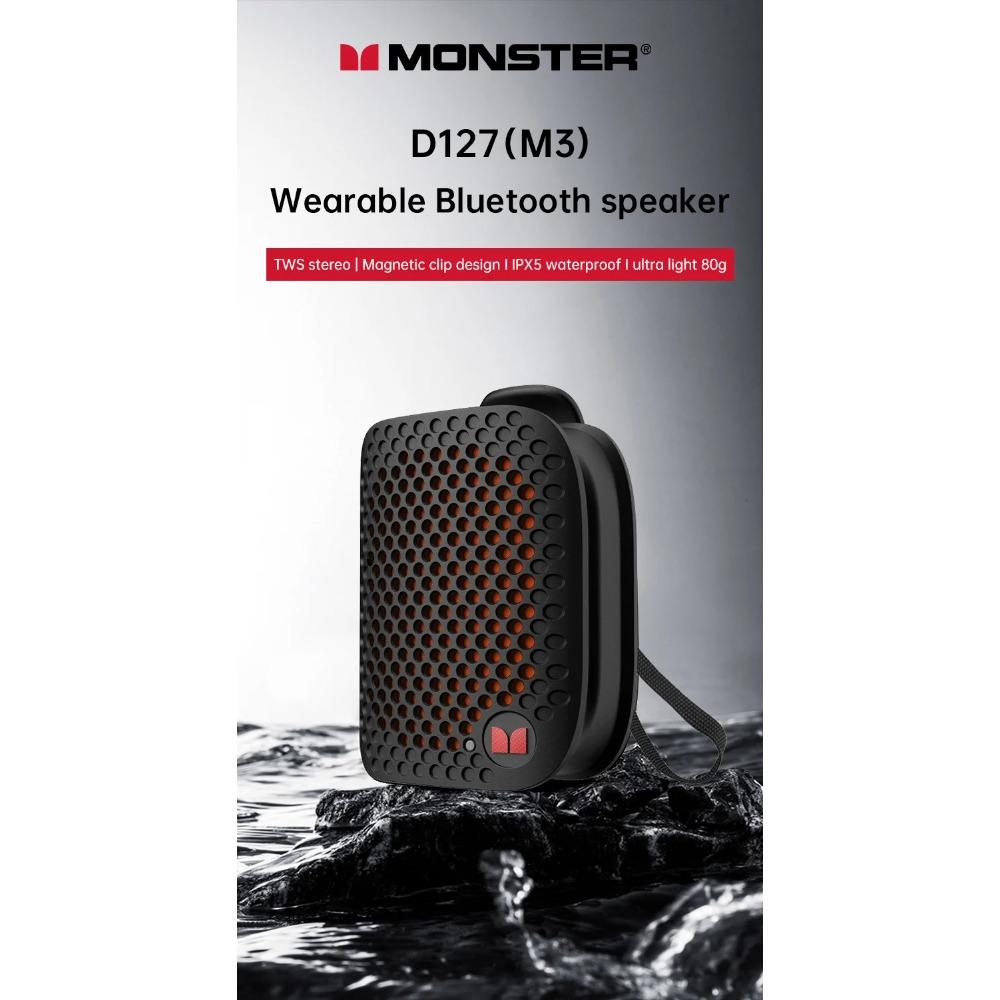 Monster M3 Magnetic Clip-On Mini BT V5.4 Portable Outdoor Sport Wearable Wireless Bluetooth Speakers With Bass Mic