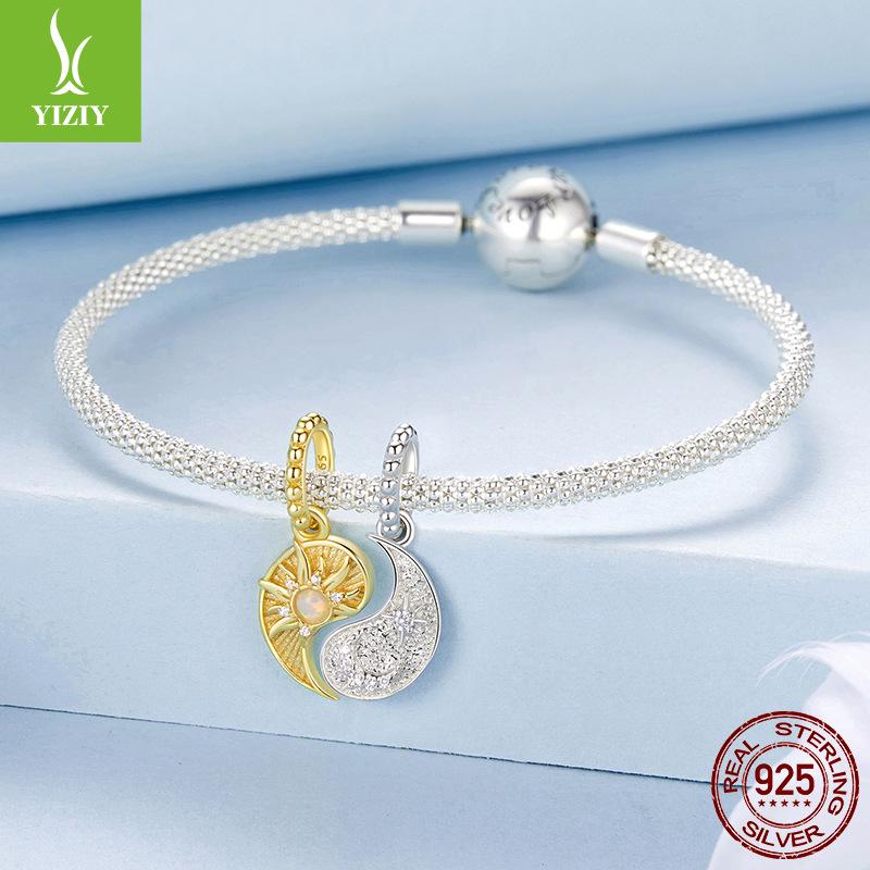 Tai Chi Gossip Sun And Moon Pendant Jewelry Accessories, Personalized Mysterious S925 Sterling Silver Lucky Beads