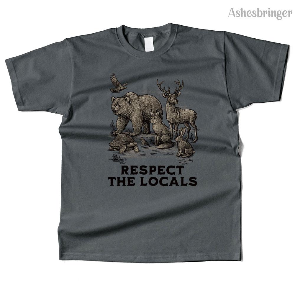 Mens Cotton Respect The Locals Graphic High Quality T Shirt Street Casual Style Tee for Men and Women