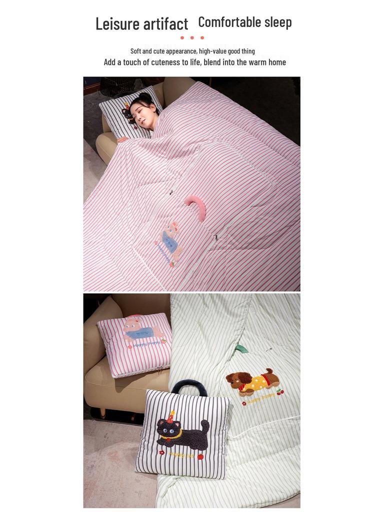 Office Nap Pillow Blanket: 2-in-1 Sofa Throw & Car Cushion Quilt