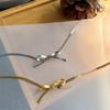Gold-Plated Snake Bone Bow Choker Necklace - Fresh Design & Personality