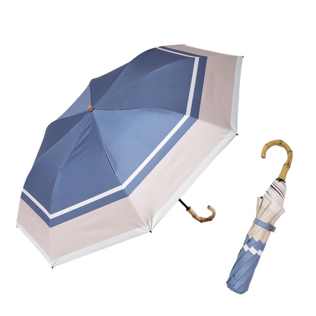 

VITAFELICE Складной короткий зонт Синий x Женский двухъярусный (55см Ребра) (Моховой бежевый) пру-30283z