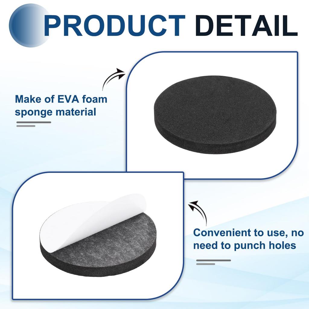 uxcell Vibration Damping Pads for 5mm EVA High Hardness Cushioning Black Speakers, 50mm, 8-Pack, Height, Vibration-Absorbing Rubber, Foam, 60,