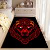 "Red Wolf Head Pattern Carpet with Mandala Design On Black Background" Suitable for Use As an Anti-slip for Living Room Bedroom Sofas