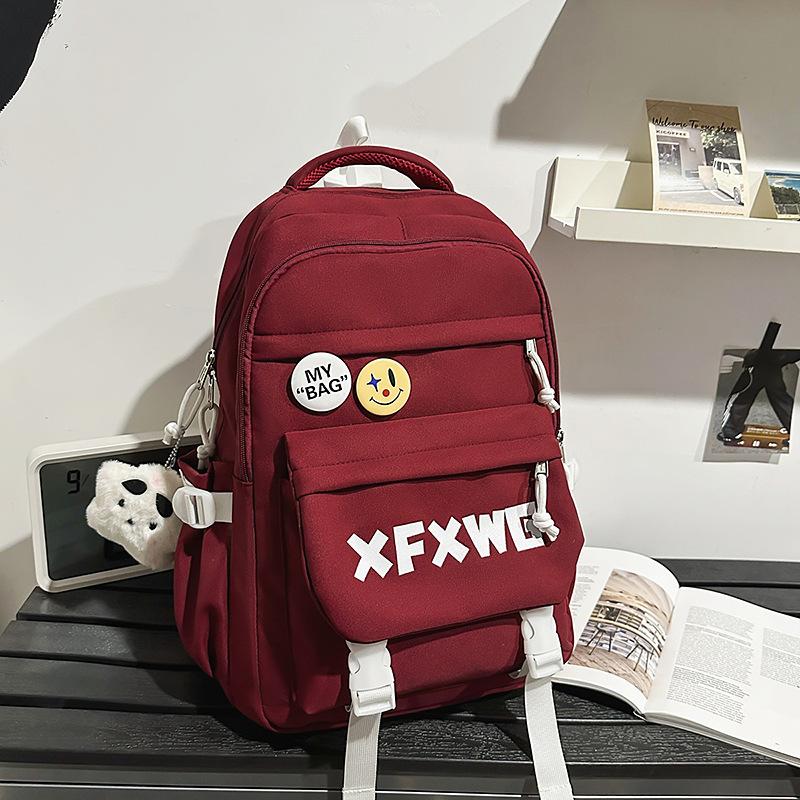 Корейский стиль Ins, высокая эстетика, Харадзюку, модный рюкзак для пары, ученики средней и старшей школы, легкий школьный рюкзак большой вместимости, для девочки single bag free badge (without pendant) красный