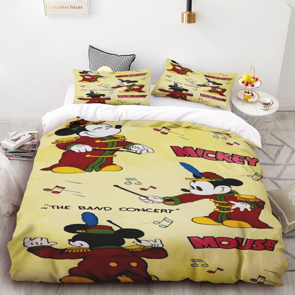 

Potdemiel Mickey-Minnie Mouse Bedding Set Kid and Adult Single Double King Size Flat Sheet Duvet Cover Pillowcase Bed Warm Gifts 135x200cm