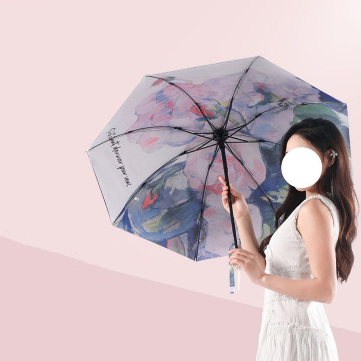 

Двухслойный складной зонт от солнца Высококачественный солнцезащитный зонт с цветным клеем, анти-ультрафиолетовый, двойного назначения в цвете SunnyRainy D белый