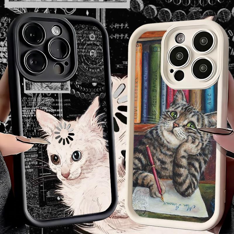 Phone Case for iPhone 17 Air 16E 15 16 Pro Max Funny Cats Fashion Style Cover 14 Plus 13 12 Mini Soft Shell Silicone Fundas