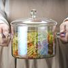 Double-Ear Non-Stick Borosilicate Glass Soup Pot with Handle - Ideal for Simmering and Cooking Noodles, Transparent Design.