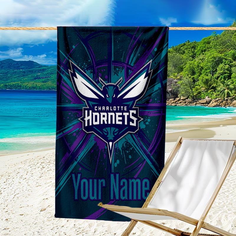 Custom Name Beach Towel Space Hornets Logo Beach Towel, Soft Microfiber, Gift for Her/Him, Birthday, for Pool, Beach, Travel, Fan gifts