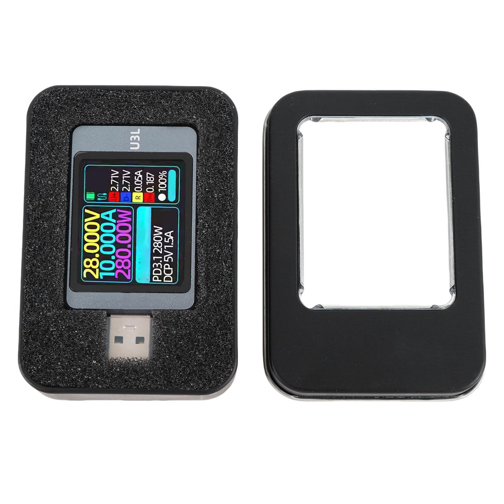 

USB тестер 4 28В 0 5А 1.77-дюймовий екран USB A C Напруга Струм Мультиметр Протокол швидкої зарядки Автоматичне виявлення