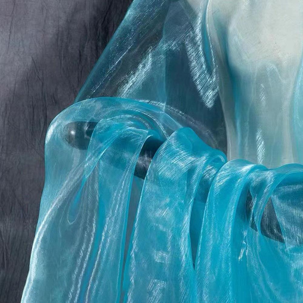 100X150cm Colorful Two-color Gradient Organza Mesh Fabric Shiny Tulle for Wedding Dress Headwear DIY Sew Patchwork Home Curtains