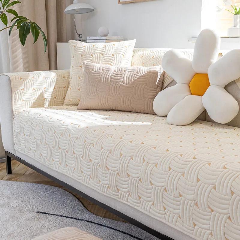 Cotton Sofa Cushion Four Seasons Universal Sofa Cover for Living Room Non-slip Soft Simple Couch Slipcovers Home Sofas Towel