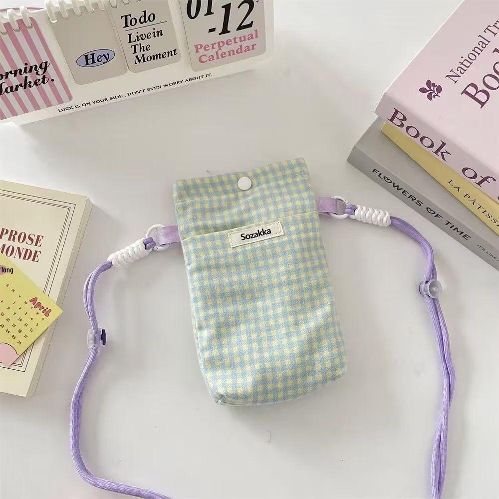 Women's Plaid Mini Crossbody Phone and Card Holder Handbag - Fashionable Casual Shoulder Bag