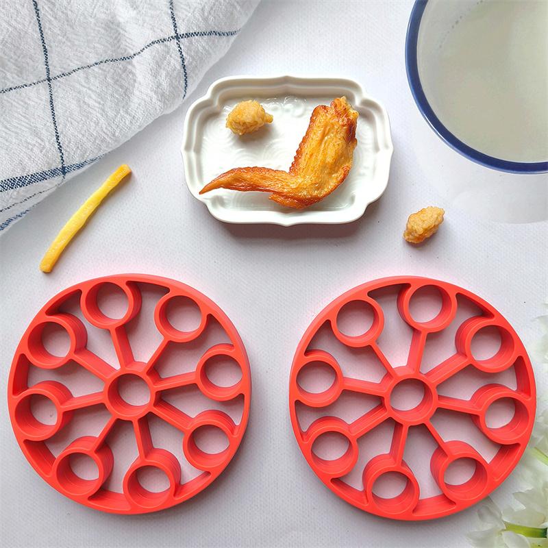 9-Hole Round Egg Steamer 648 Silicone Mold Round Steamer Drain Heat Insulation Pad Egg Tray Baking Tool