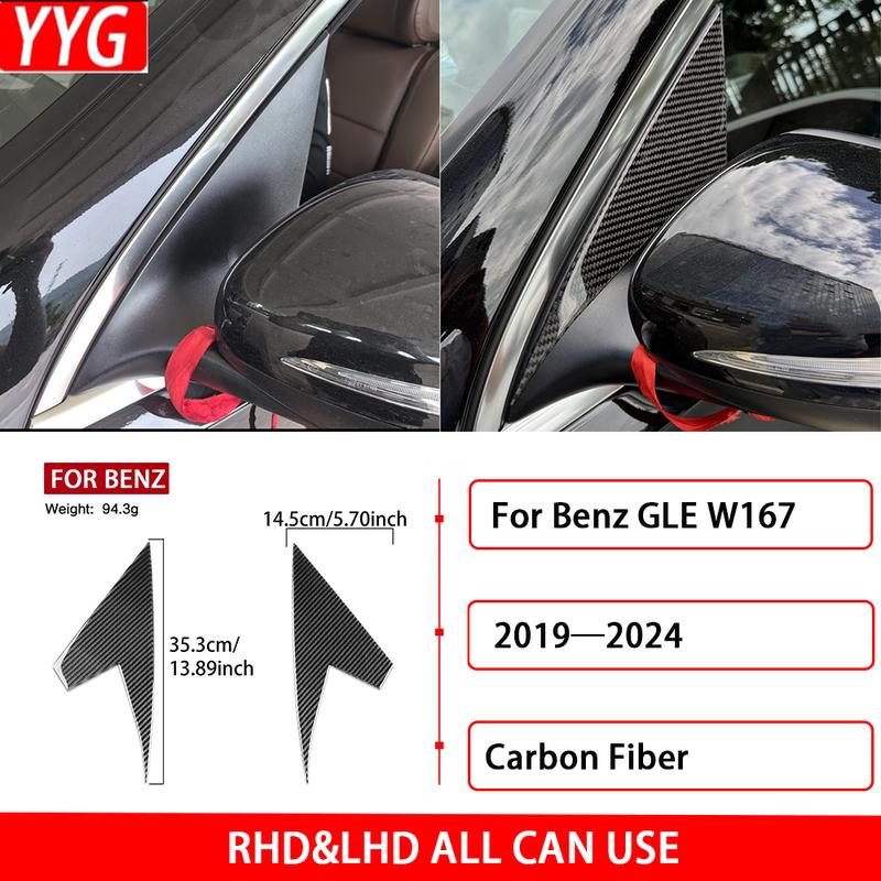 For Benz GLE W167 —2024 Carbon Fiber Car Accessories Auto Outer A-pillar Panel Cover Trim Sticker Exterior Modification