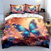 3Pcs Dreamy Blue Butterfly In Blossoms Duvet Cover Set With 3D Printing Design Soft Polyester Bedding Set All-Season Comfort