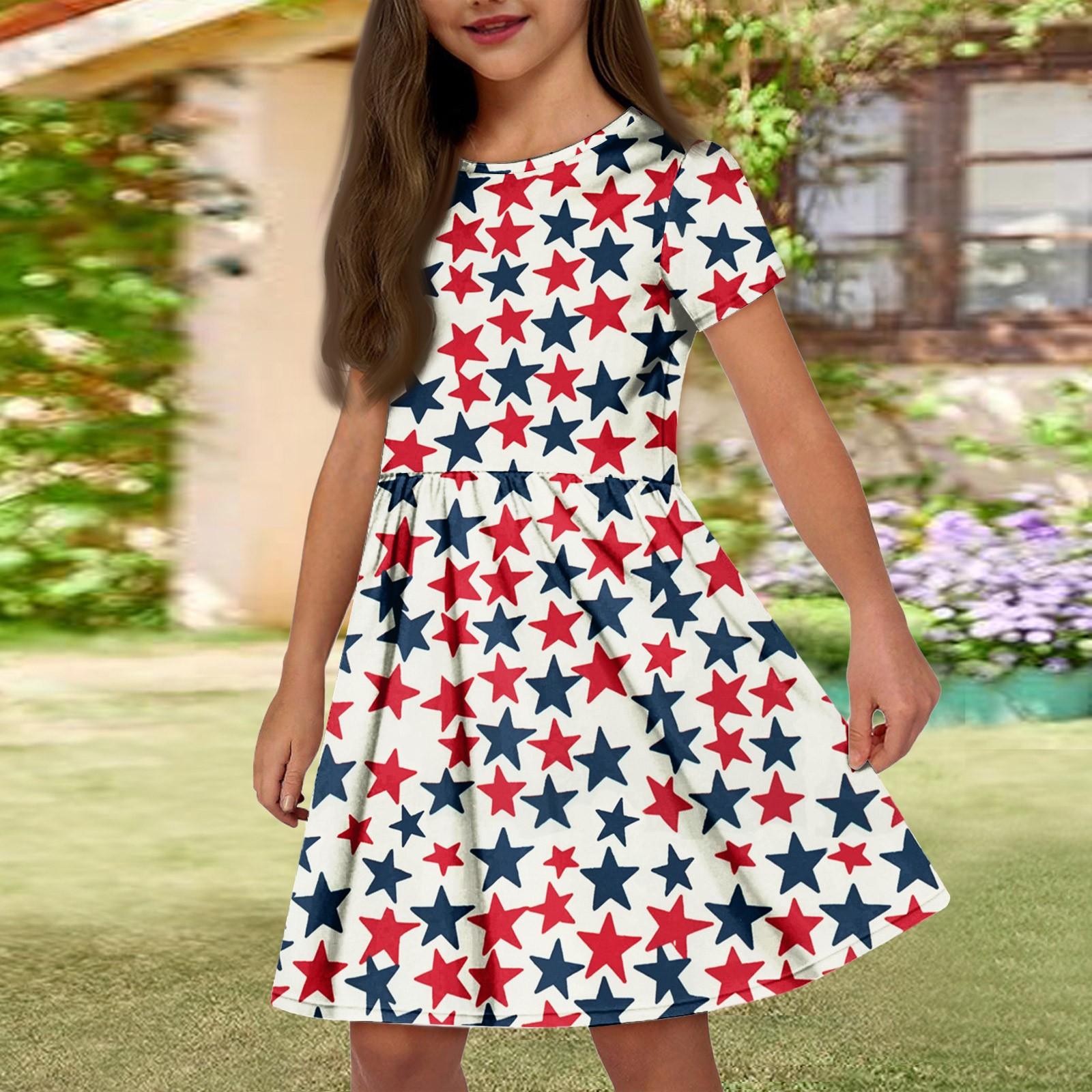 

Летнее платье для девочек, однотонное платье без рукавов с принтом и карманом, повседневное платье, вечернее платье с короткими рукавами 160