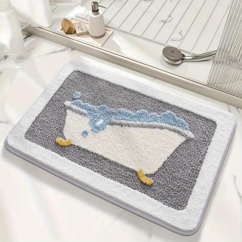 

Non-Slip Knit Bath Rug with TPR Backing – Water Absorbent & Machine Washable Polyester Bath Mat for Bathroom, Shower 400MMx600MM синий