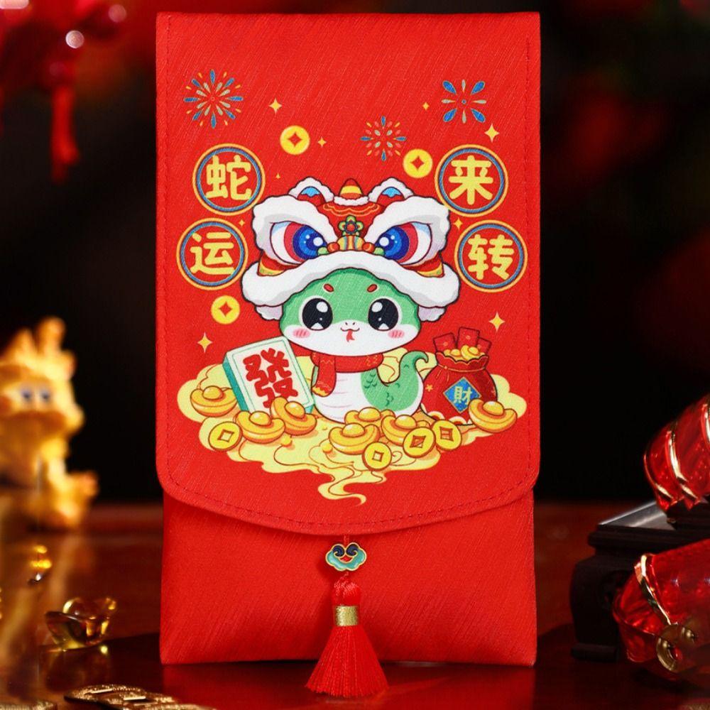 Glücksgeld-Geldbörse 2025 Rote Umschlag-Geldbörse Maskottchen Jahr der Schlange Kreative Geldverpackungstüte Kinder