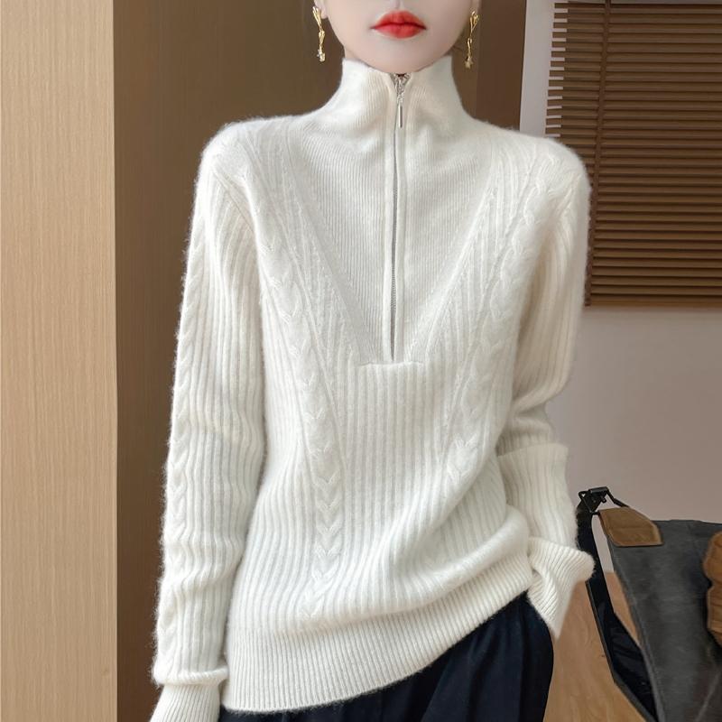 Women's cashmere sweater Qinghe cashmere 30% cashmere 70% wool autumn and winter pullover warm and fashionable
