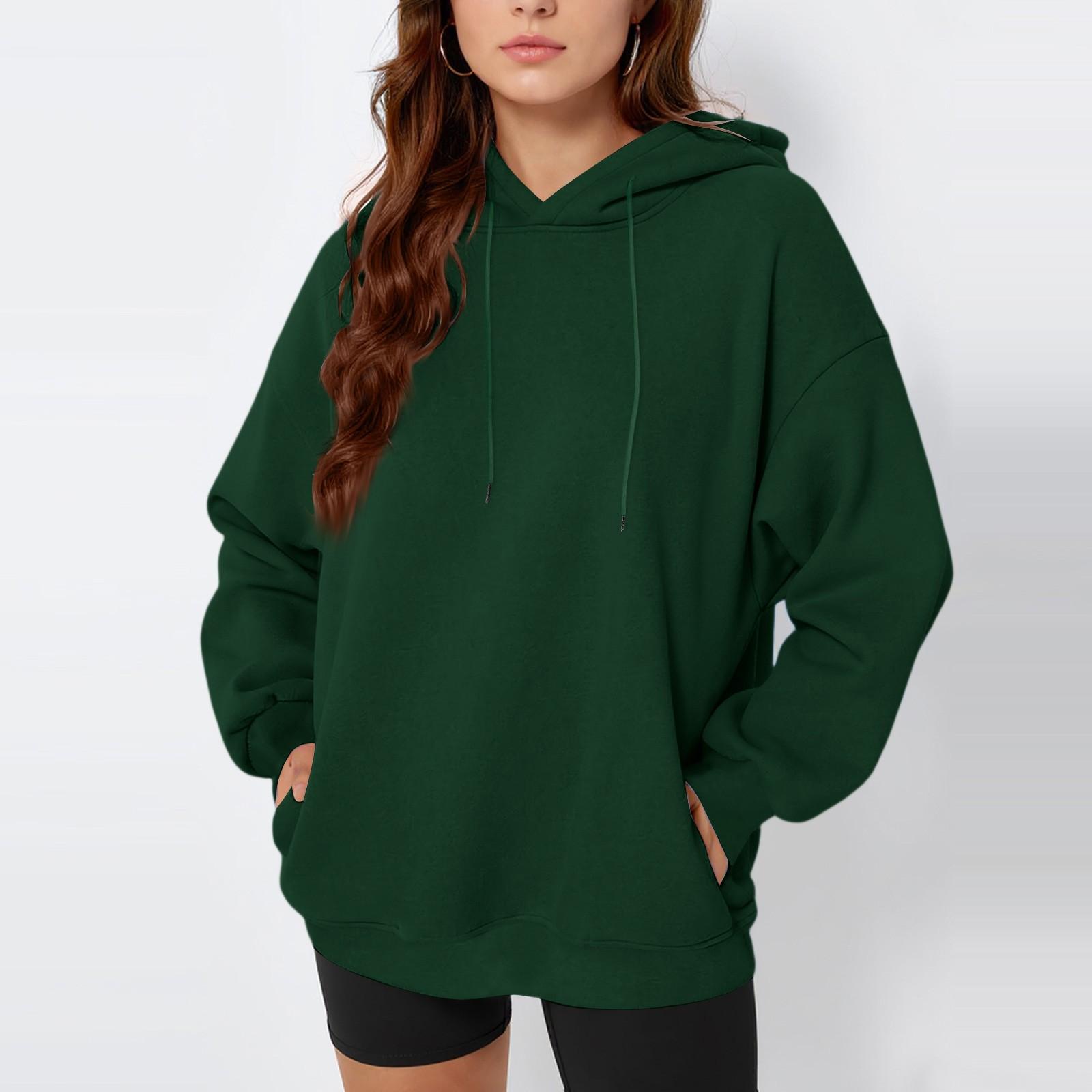 

Womens Oversized Hoodies Fleece Sweatshirts Fall Fashion 2025 Pullover Sweaters Winter Clothes S зелений