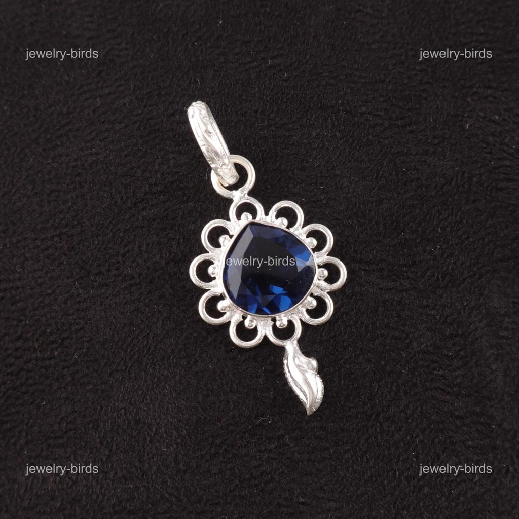 Heart London Blue Topaz Gemstone Handcrafted Mother Gift Pendant Sterling Silver PP-4-7