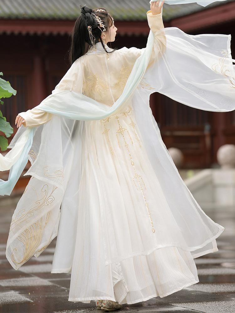 Song Dynasty Martial Arts Style Ancient Clothing Super Fairy Big-sleeved Shirt Waist-length Skirt Set Improved Daily Autumn