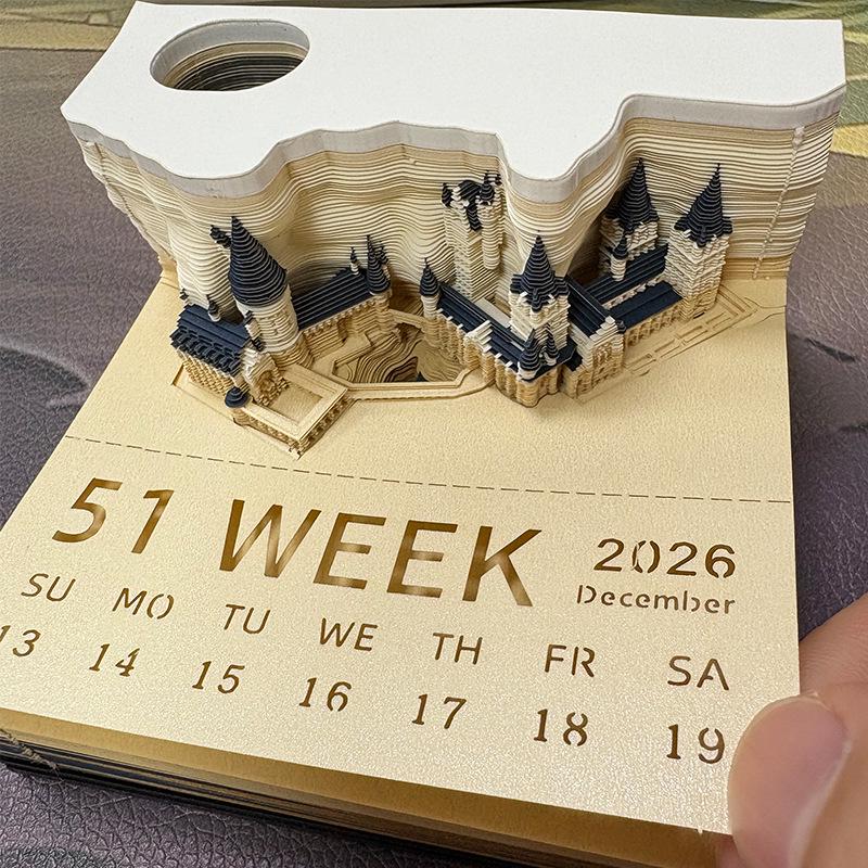 3D Stereoscopic Sticky Note Sculpture 2026 Calendar: Creative Tear-off Convenience Pad and Desktop Ornament