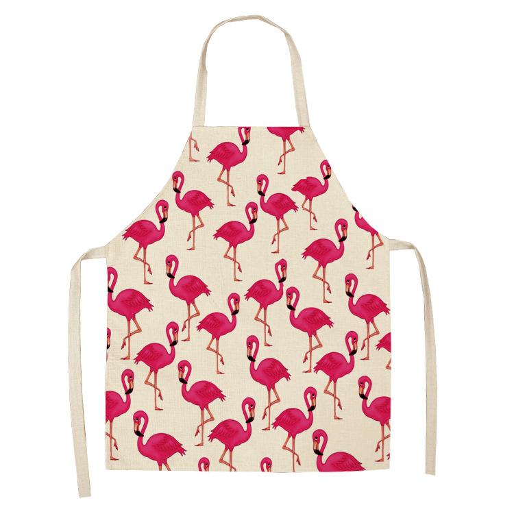 

Flamingo Leaf Pink Pattern Cotton Linen Aprons Home Cooking Baking Coffee Shop Cleaning Aprons Kitchen Accessories 55*68cm 38x47cm