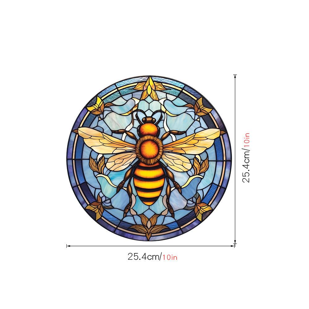 Retro Colorful Hummingbird Iris Window Glass Electrostatic Sticker Detachable Decorative Film Home Decoration