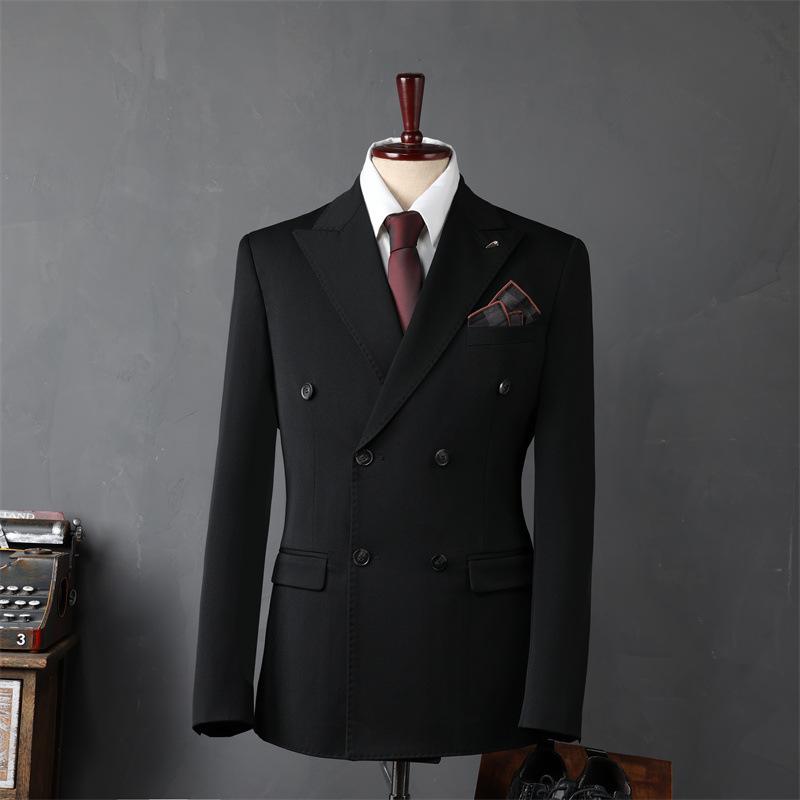 Men's Korean Style Double-Breasted Formal Suit - Perfect for Weddings, Business, or Best Man Attire