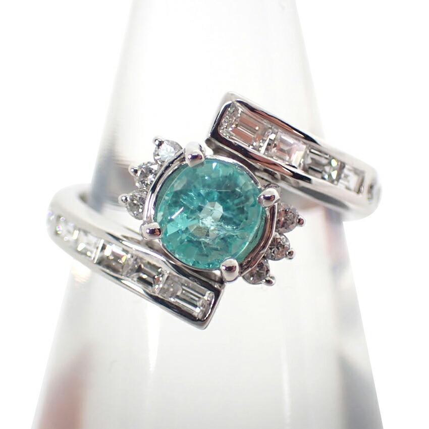 

[Used] Pt900 Paraiba Tourmaline/Diamond Ring/No. 8/g431-65