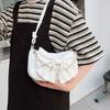 PU Leather Women Underarm Bag Solid Color Bow Handbag Fashion Bowknot Shoulder Bag  Office Worker