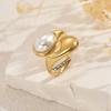 Simple Adjustable Opening Rings Fashion Geometric Pearls Rings Copper Texture Suitable for Wedding and Parties Wear