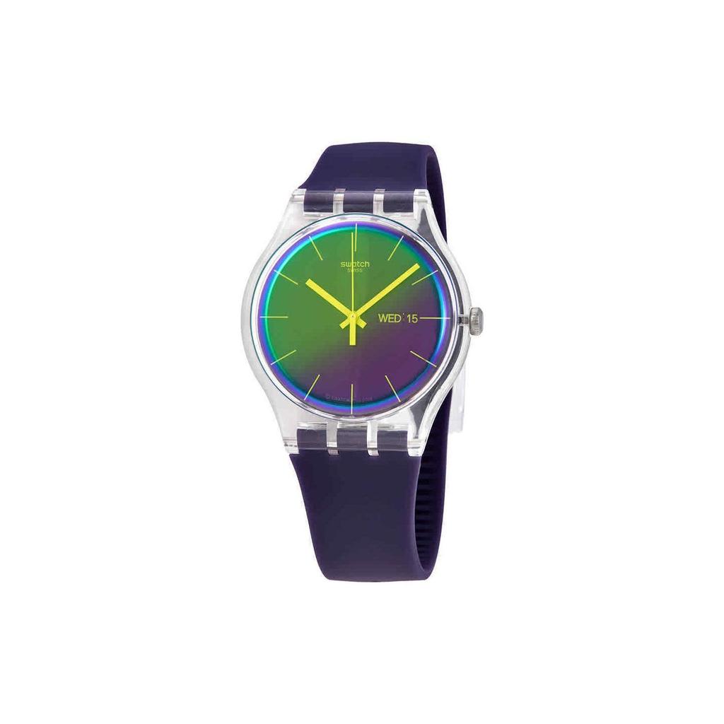 Swatch Quartz Movement 30m Waterproof Watch 41mm Green Dial Plastic Case Silicone Strap Unisex watches SUOK712