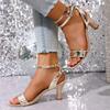 Fashion Women Sandals Summer  Elegant Heels Women Open Toe Stiletto Heeled Party Shoes Woman Sexy Ankle Strap High Heels Sandals Women
