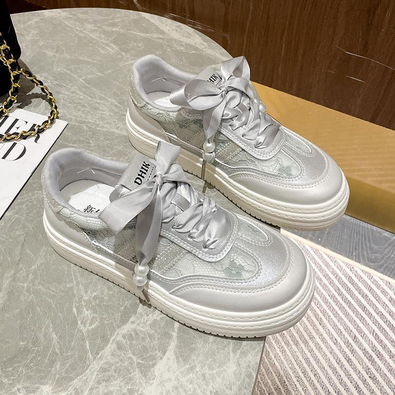 

инс корейская версия новых кроссовок Форрест Гамп женские 2025 лето спортивные беговые кроссовки повседневная обувь обувь на платформе BN6703 40 серебряный